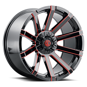 NX-24 5 Gloss Black Red Milled Spokes