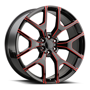 Glossy Black / Red Mill Machined