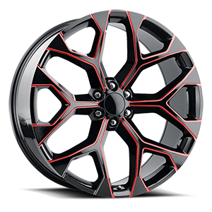 RT-8 - Chevrolet Snowflake Replica 6 Glossy Black / Red Mill Machined