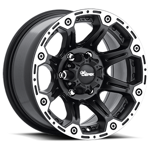 Torque Flat Black with Machined Outer Lip and Satin Clear 6 lug