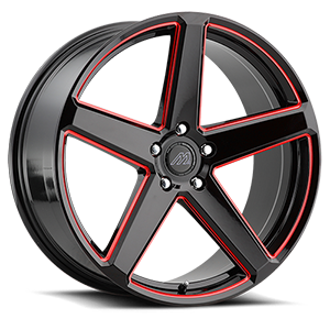 Glossy Black / Red Mill Machined