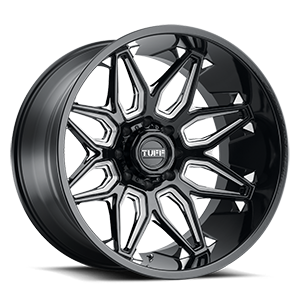 T3B 8 Gloss Black with Milled Spoke