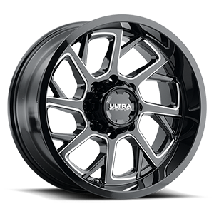 120 Patriot Gloss Black with Milled Accents and Clear Coat - 20x10 8 lug