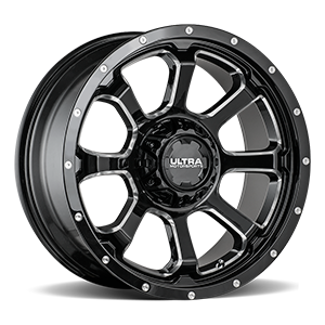 219 Nemesis Gloss Black with Milled Lip Accents and Clear-Coat 6 lug