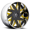 6 LUG FORZIANO BLACK AND YELLOW WITH CHROME LIP