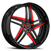 5 LUG TESLA BLACK AND RED WITH BLACK LIP STYLE A