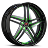 5 LUG TESLA BLACK WITH GREEN AND SILVER ACCENTS