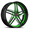 5 LUG TESLA BLACK AND GREEN ACCENTS WITH BLACK LIP