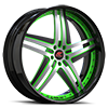 5 LUG TESLA SATIN AND BLACK WITH GREEN ACCENTS