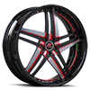 5 LUG TESLA BLACK, RED AND SATIN WITH BLACK LIP STYLE A