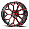 6 LUG NO42 GLOSSY BLACK / RED MACHINED FACE / RED MILL MACHINED / RED MACHINED STRIPE