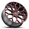 6 LUG NO42 GLOSSY BLACK / RED MACHINED FACE / RED MILL MACHINED / RED MACHINED STRIPE