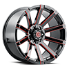 6 LUG NX-24 COVERED CAP MIDNIGHT BLACK / RED MG MILLING