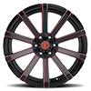 6 LUG NX-24 COVERED CAP MIDNIGHT BLACK / RED MG MILLING