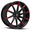 5 LUG CSS - 15 GLOSS BLACK WITH RED ACCENTS