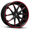 5 LUG R -TWELVE SATIN AND BLACK WITH RED ACCENTS