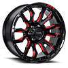6 LUG PATTON GLOSS BLACK WITH RED MILLING