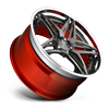 5 LUG VDA BRUSHED DDT/ GLOSS CLEAR W/ CHROME LIP & CANDY RED INNER 