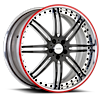 5 LUG VSI BLACK AND CHROME WITH RED PINSTRIPE