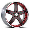 5 LUG VTL BLACK AND RED WITH CHROME LIP