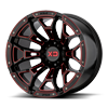 6 LUG XD841 BONEYARD GLOSS BLACK MILLED RED