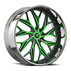 5 LUG MODICA GREEN AND BLACK ACCENTS WITH CHROME LIP