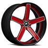 5 LUG DELANO CONCAVE RED AND BLACK WITH CARBON LIP