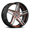 5 LUG TESLA CONCAVE SATIN, RED AND BLACK WITH BLACK LIP 