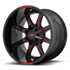 MO970 Gloss Black Red Milled Spokes