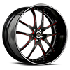 5 LUG SV40-S BLACK AND RED WITH SILVER PINSTRIPE