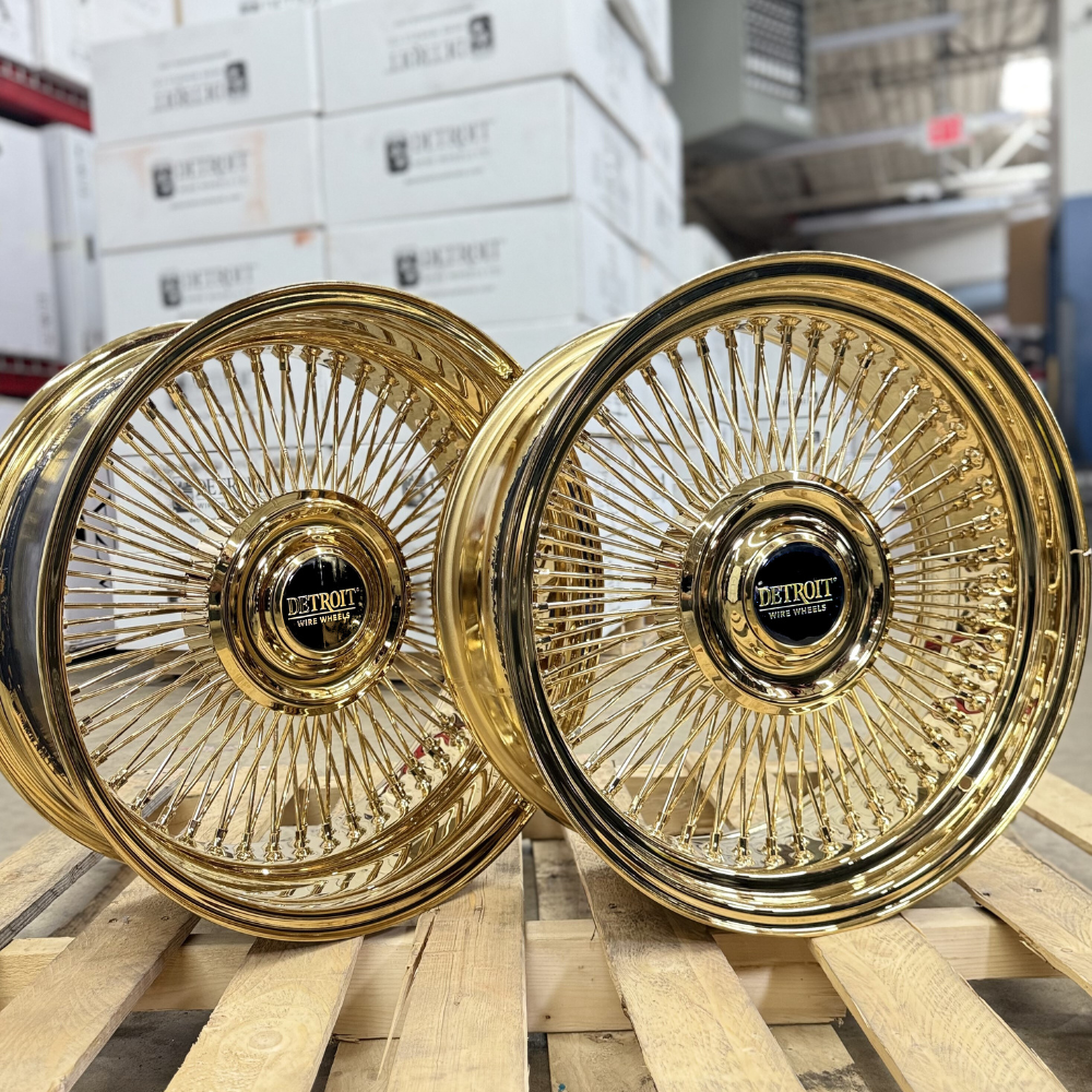 Detroit Wire Wheels 20x8 All Gold Reverse & Std Floating Cap