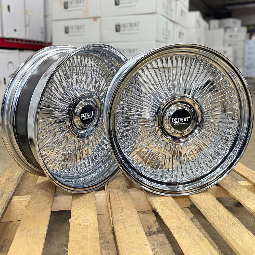 Detroit Wire Wheels 22x8 Chrome Rev & Std Floating Cap