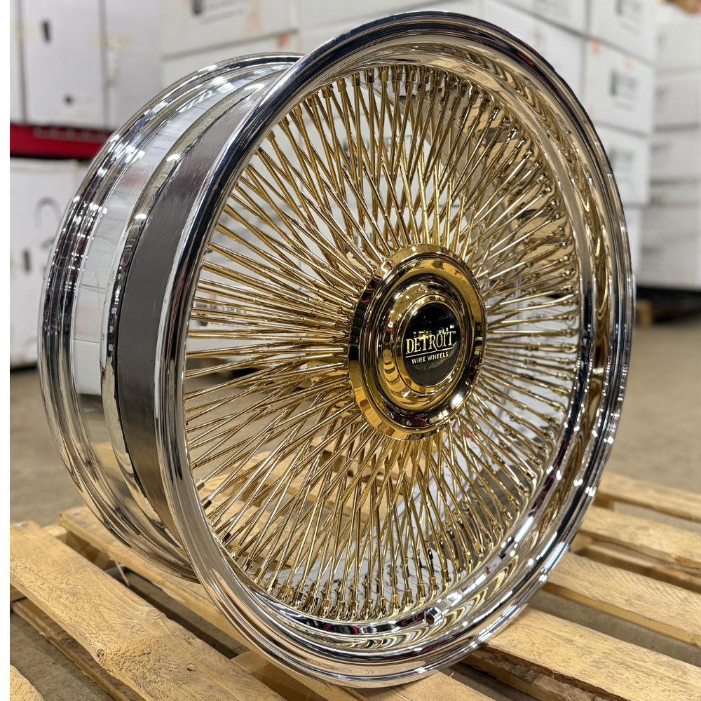 Detroit Wire Wheels 26x10 Forged Barrel Gold Center Std With Floating Caps (Trucks/Suvs)