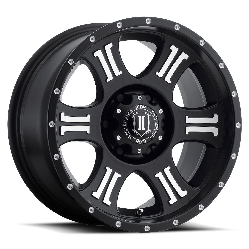 Shield / Black with Machined Logos - Icon Alloys - Icon Vehicle 