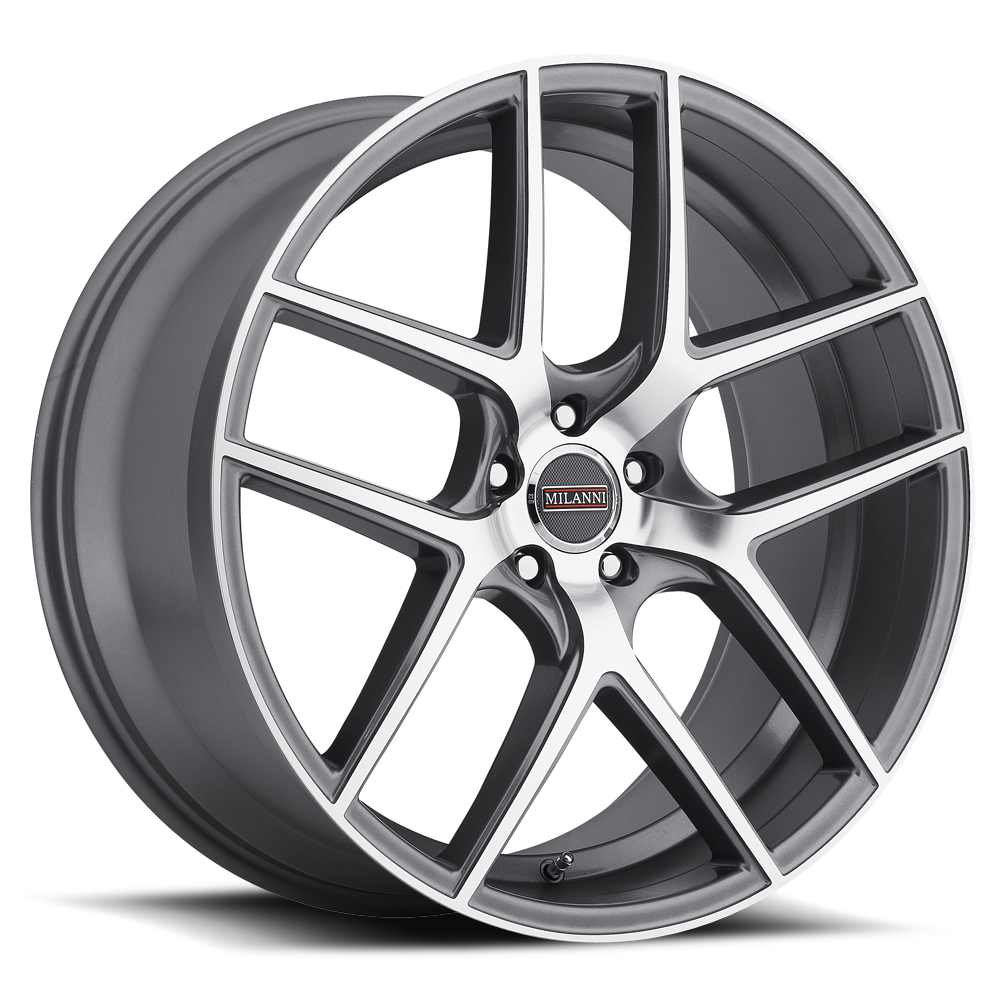 18x8.5/5x120, +20mm Offset Milanni 9052 Tycoon Wheel with Machined Finish and Graphite Mirror Machined Face